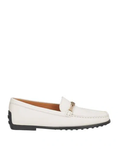 Tod's Woman Loafers White Size 9.5 Leather