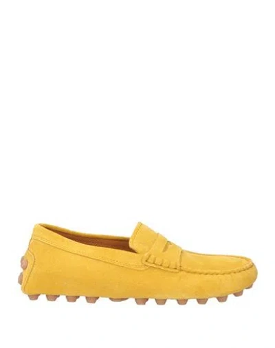 Tod's Woman Loafers Yellow Size 6 Leather In Yellow