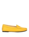Tod's Woman Loafers Yellow Size 7.5 Soft Leather In Yellow