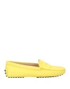 Tod's Woman Loafers Lime Green Size 8 Leather In Yellow