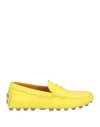 Tod's Woman Loafers Yellow Size 8 Leather