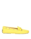 Tod's Woman Loafers Yellow Size 8 Leather In Yellow