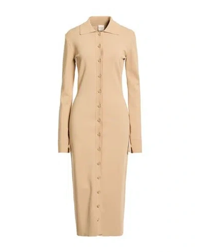 Tod's Woman Midi Dress Sand Size M Viscose, Polyester In Neutral