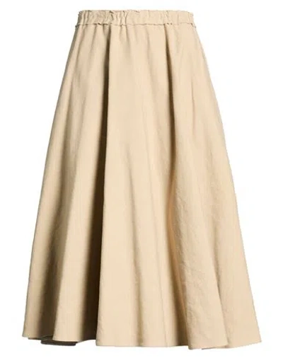 Tod's Woman Midi Skirt Beige Size 8 Linen, Cotton In Neutral