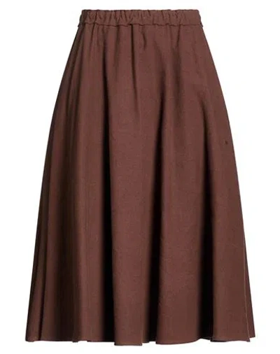 Tod's Woman Midi Skirt Brown Size 4 Linen, Cotton