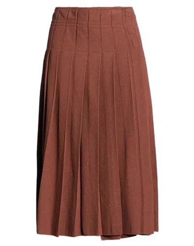 Tod's Woman Midi Skirt Brown Size M Viscose, Polyester