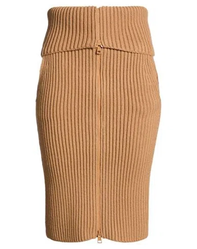 Tod's Woman Midi Skirt Camel Size Xs Merino Wool, Cashmere In Nude