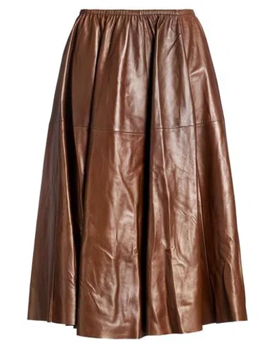 Tod's Woman Midi Skirt Chocolate Brown Size 6 Lambskin