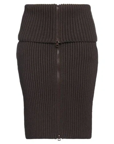 Tod's Woman Midi Skirt Dark Brown Size S Merino Wool, Cashmere