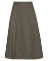 Tod's Woman Midi Skirt Military Green Size 8 Polyester, Cotton In Green