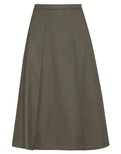Tod's Woman Midi Skirt Military Green Size 8 Polyester, Cotton