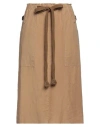Tod's Woman Midi Skirt Sand Size 6 Linen, Cotton In Beige