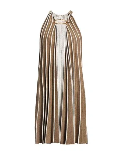 Tod's Woman Mini Dress Beige Size L Linen, Cotton In Neutral