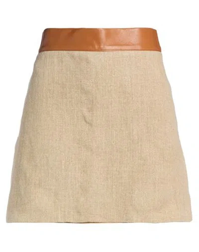 Tod's Woman Mini Skirt Beige Size 4 Linen, Lambskin In Neutral