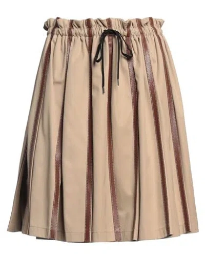 Tod's Woman Mini Skirt Beige Size 6 Polyester, Cotton, Lambskin