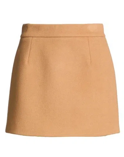 Tod's Woman Mini Skirt Camel Size 4 Virgin Wool In Beige