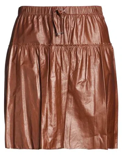 Tod's Woman Mini Skirt Chocolate Brown Size 12 Lambskin
