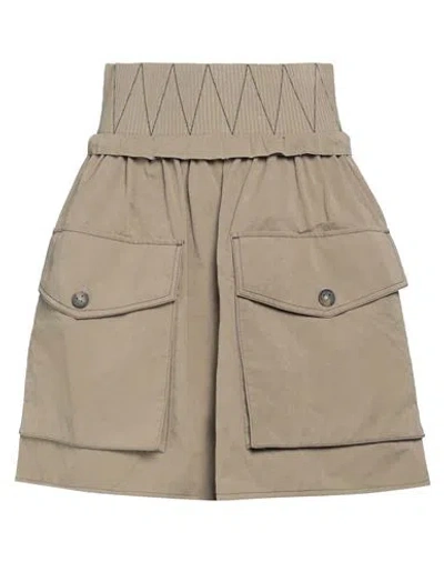 Tod's Woman Mini Skirt Khaki Size 4 Cotton, Polyester, Polyamide In Beige