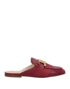 Tod's Woman Mules & Clogs Burgundy Size 8 Leather In Red