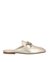 Tod's Woman Mules & Clogs Gold Size 8 Leather In Silver