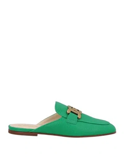 TOD'S TOD'S WOMAN MULES & CLOGS GREEN SIZE 7 SOFT LEATHER