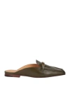 Tod's Woman Mules & Clogs Military Green Size 8 Leather In Green