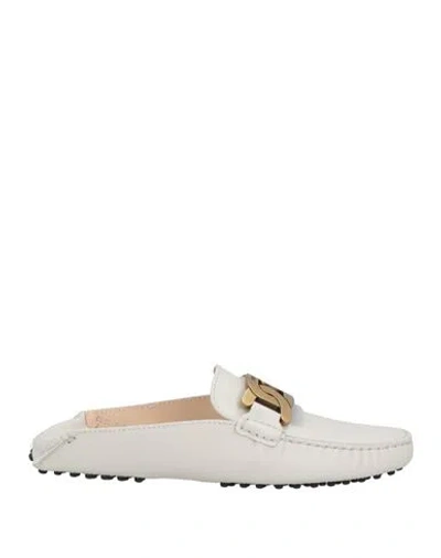 TOD'S TOD'S WOMAN MULES & CLOGS OFF WHITE SIZE 7.5 LEATHER
