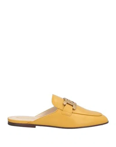 Tod's Woman Mules & Clogs Off White Size 8 Soft Leather In Yellow