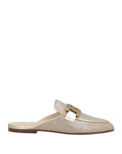 Tod's Woman Mules & Clogs Platinum Size 8 Textile Fibers, Leather In Grey