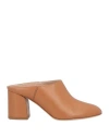 Tod's Woman Mules & Clogs Tan Size 7.5 Soft Leather In Brown