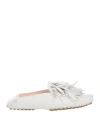 TOD'S TOD'S WOMAN MULES & CLOGS WHITE SIZE 5 SOFT LEATHER