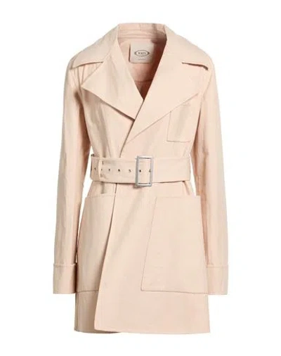 Tod's Woman Overcoat & Trench Coat Blush Size 4 Cotton In Pink