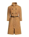 Tod's Woman Overcoat & Trench Coat Camel Size 6 Lambskin, Cotton In Brown