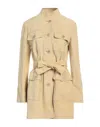 Tod's Woman Overcoat & Trench Coat Pastel Yellow Size 6 Ovine Leather, Goat Skin