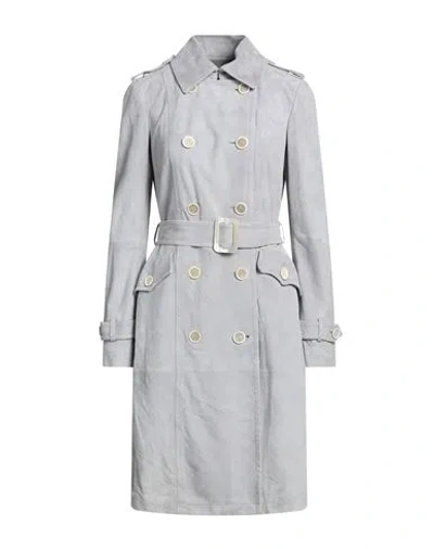 Tod's Woman Overcoat & Trench Coat Light Grey Size 6 Ovine Leather, Goat Skin