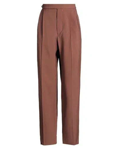 Tod's Woman Pants Chocolate Brown Size 2 Virgin Wool, Silk, Cow Leather