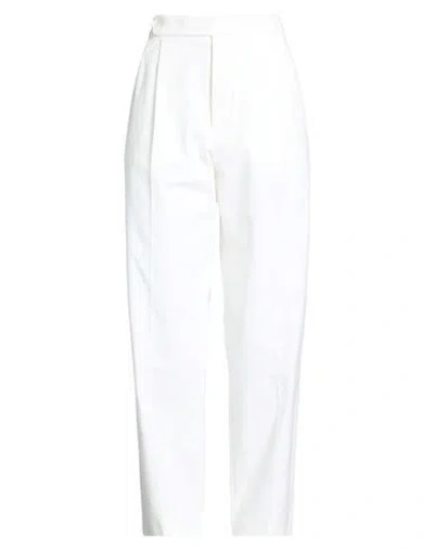 Tod's Woman Pants White Size 4 Cotton, Elastane