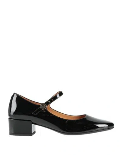 Tod's Almond Toe Block Heel Gold Hardware Pumps In Black