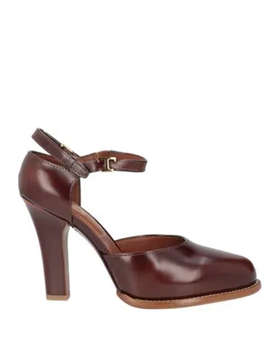 Tod's Woman Pumps Burgundy Size 7.5 Leather In Multi