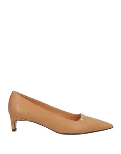 Tod's Woman Pumps Camel Size 8 Leather In Brown