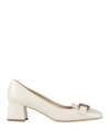 Tod's Woman Pumps Ivory Size 11 Leather In White