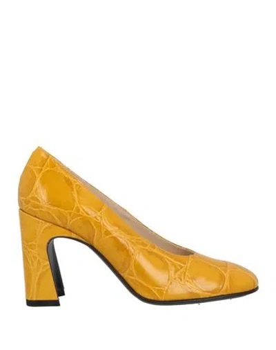 Tod's Woman Pumps Mustard Size 7.5 Calfskin In Yellow