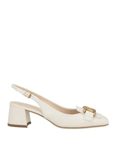 Tod's Woman Pumps White Size 8 Leather In Neutral