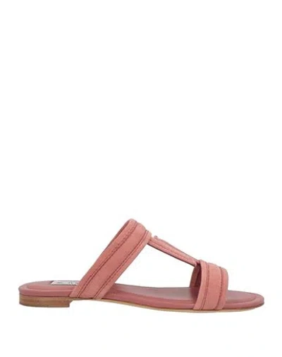 Tod's Woman Sandals Antique Rose Size 5.5 Leather In Pink