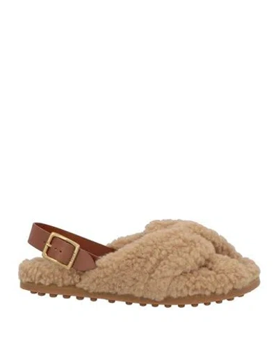 Tod's Woman Sandals Beige Size 7 Shearling