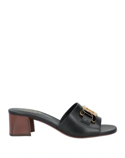 Tod's Woman Sandals Black Size 6.5 Leather