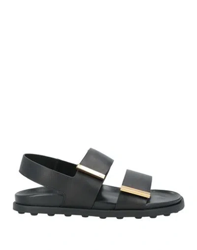 Tod's Leather Slingback Sandals In Black