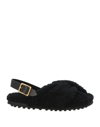 Tod's Woman Sandals Black Size 8 Shearling