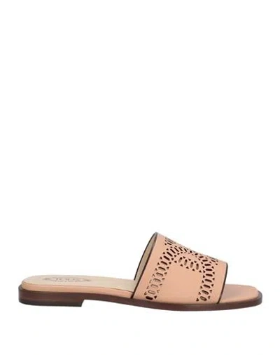 Tod's Woman Sandals Blush Size 8 Leather In Brown