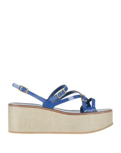 Tod's Woman Sandals Bright Blue Size 8 Leather